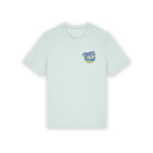 Light blue t-shirt with a graphic design on a white background