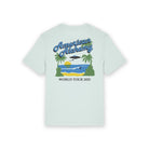 Light blue t-shirt with 'American Alchemy World Tour 2025' graphic on a white background