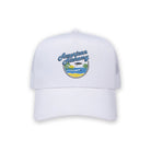 White cap with 'American Alchemy' logo on a white background